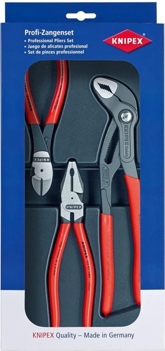Knipex Kracht Tangenset 3-delig 00 20 10 - Zwart/Grijs/Rood