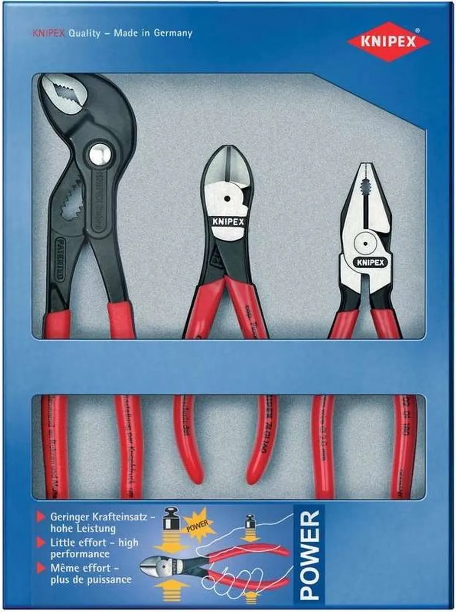 Knipex Kracht Tangenset 3-delig 00 20 10 - Zwart/Grijs/Rood - afbeelding 6 van 6