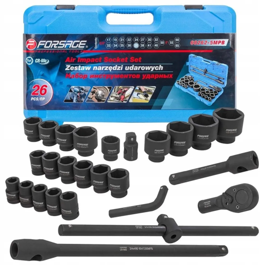 Forsage Impact Doppenset 26-delig 17-65mm 3/4"-1"