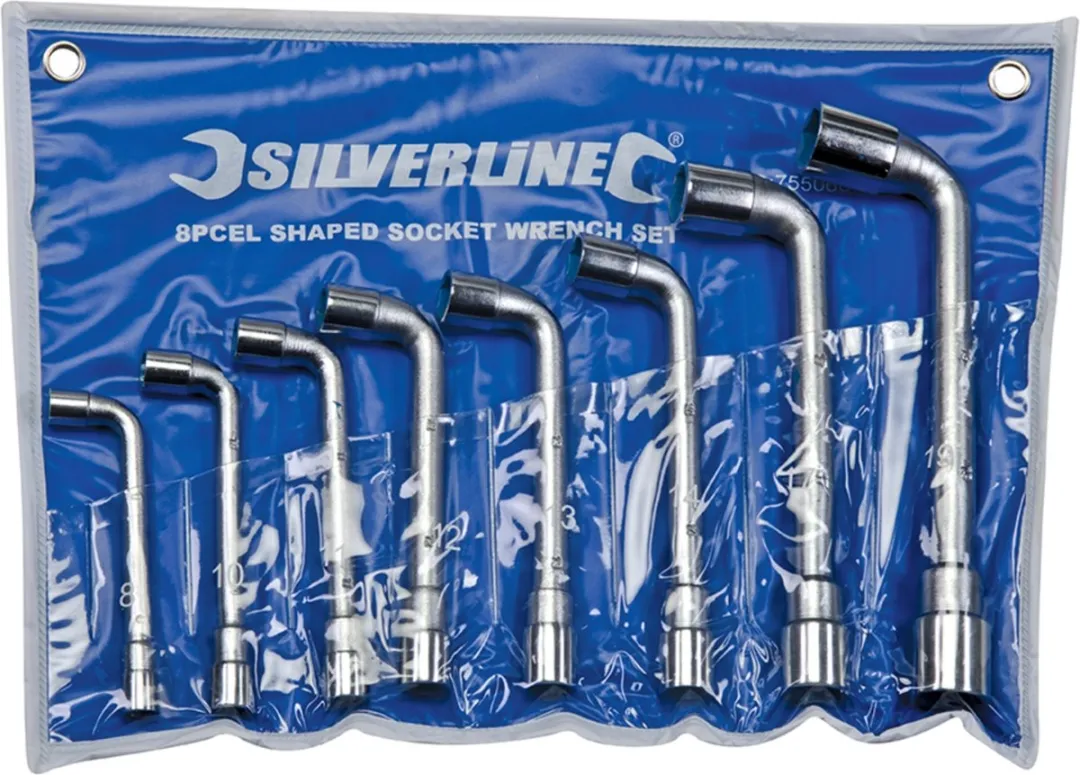Silverline Haakse Pijpsleutelset 8-19mm - 8-delig