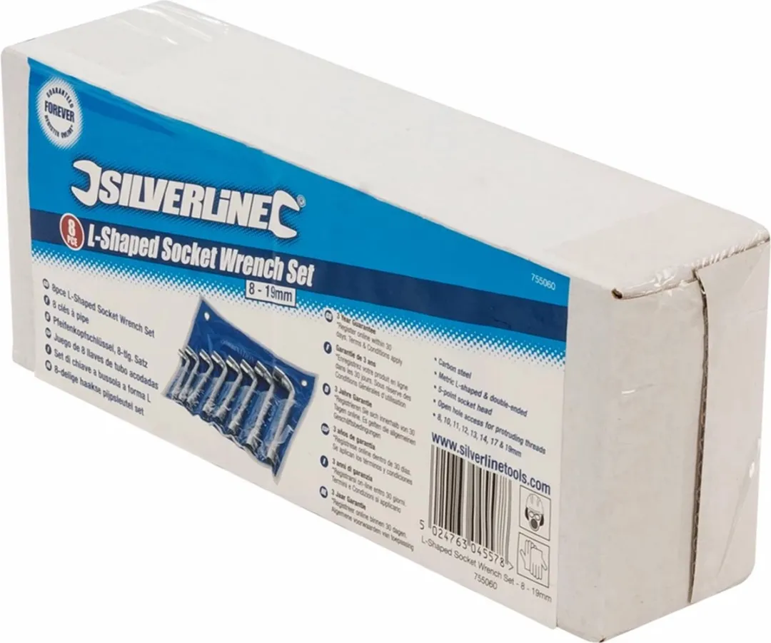 Silverline Haakse Pijpsleutelset 8-19mm - 8-delig - afbeelding 6 van 6