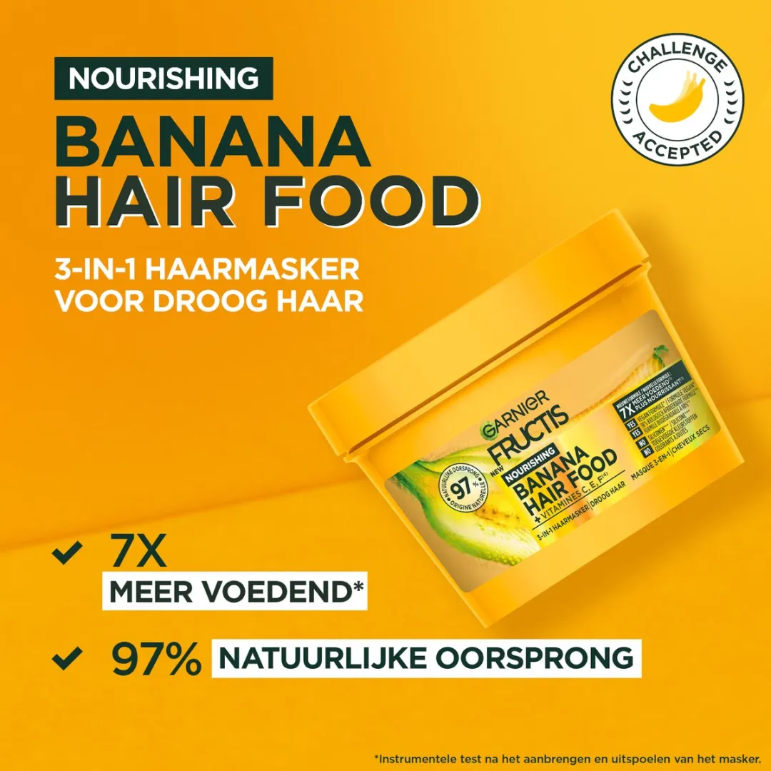 Garnier Fructis Hair Food Banana 3-in-1 Haarmasker 400ml - 2 Stuks