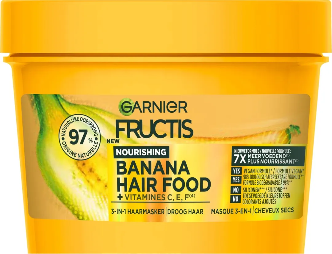 Garnier Fructis Hair Food Banana 3-in-1 Haarmasker 400ml - 2 Stuks