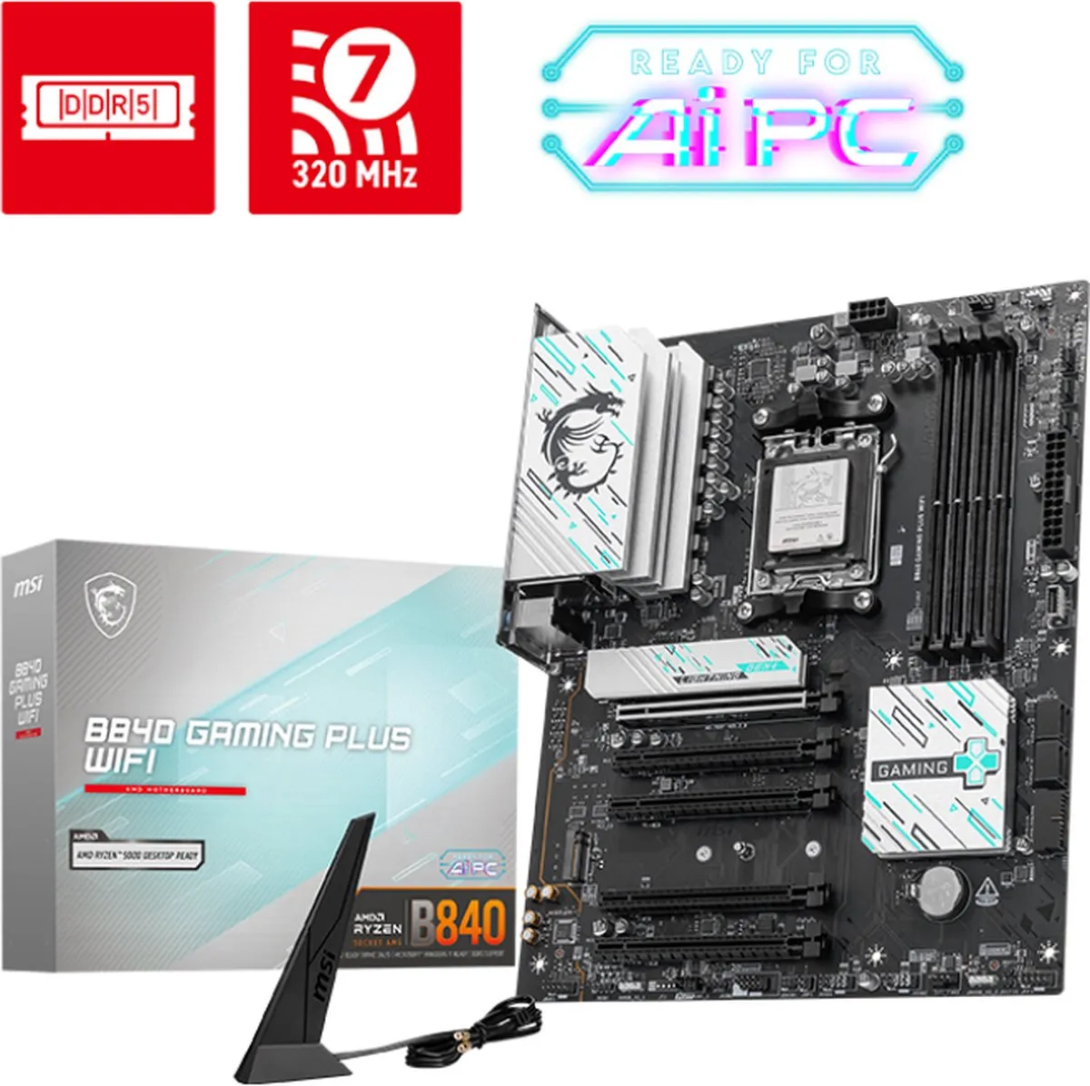 MSI B840 GAMING PLUS WIFI Moederbord - AM5 - ATX - afbeelding 6 van 6