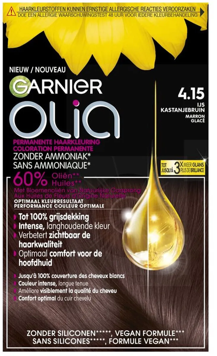 Garnier Olia 4.15 Haarkleuring Kastanje Middenbruin - 10 Stuks