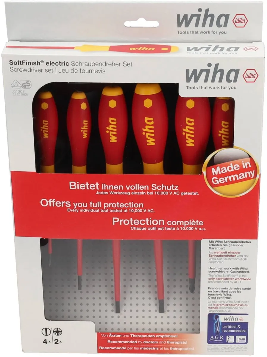 Wiha SoftFinish Electric Sleufkop & Pozidriv-Schroevendraaierset 6-delig - 320NZK6SO