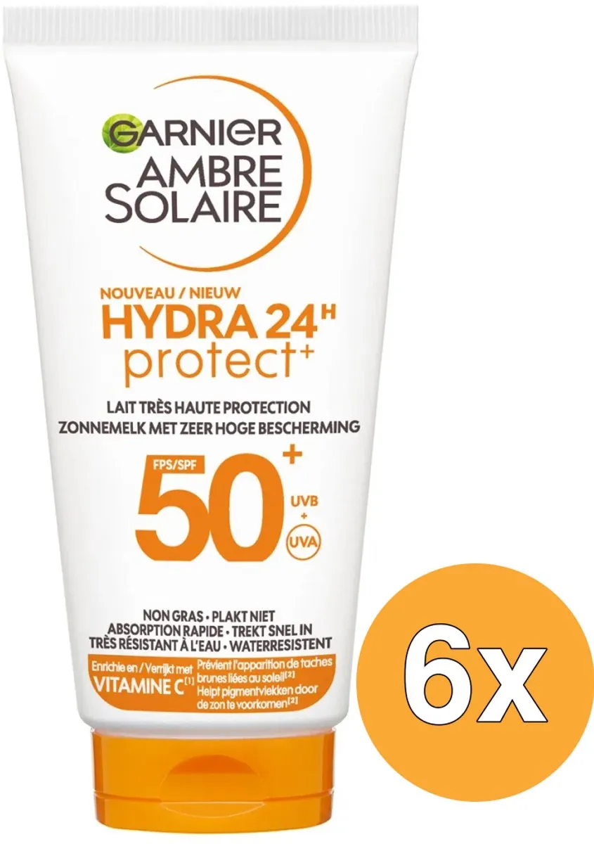 Garnier Ambre Solaire Hydra 24 Zonnemelk SPF 50+ 6x50ml