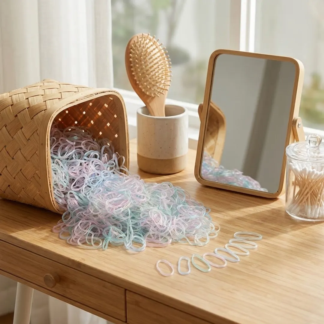 NUVEX Transparante Pastel Mini Haar Elastiekjes - 1000 Stuks
