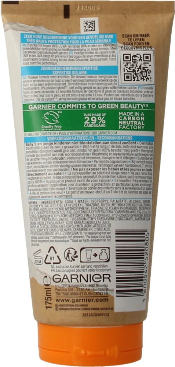 Garnier Ambre Solaire Sensitive Expert Kids SPF 50+ Melk - 175ml - afbeelding 6 van 6
