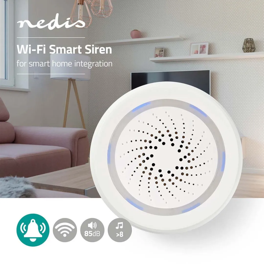 Nedis SmartLife Sirene WIFISI10CWT - 85 dB - Wit