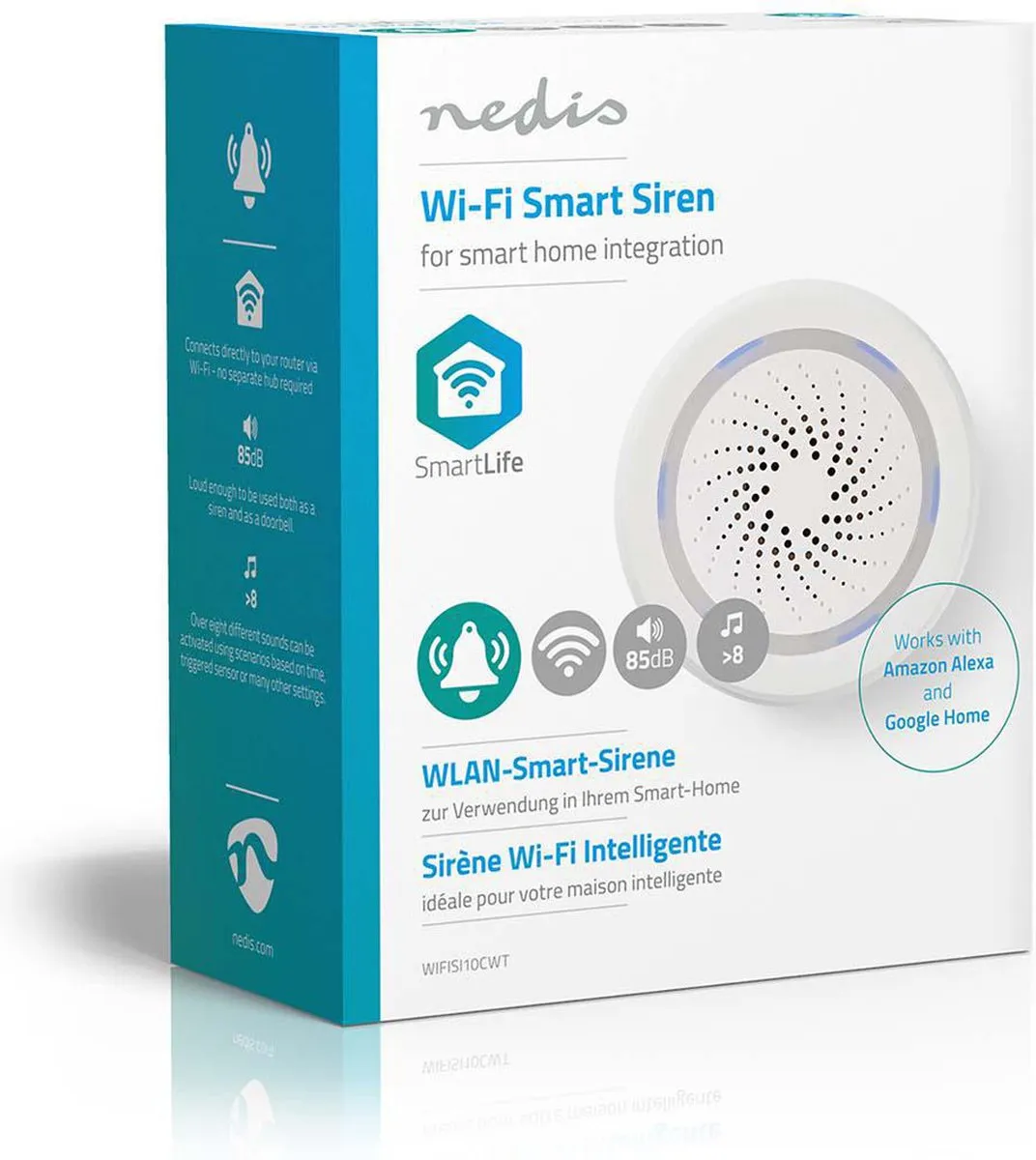 Nedis SmartLife Sirene WIFISI10CWT - 85 dB - Wit