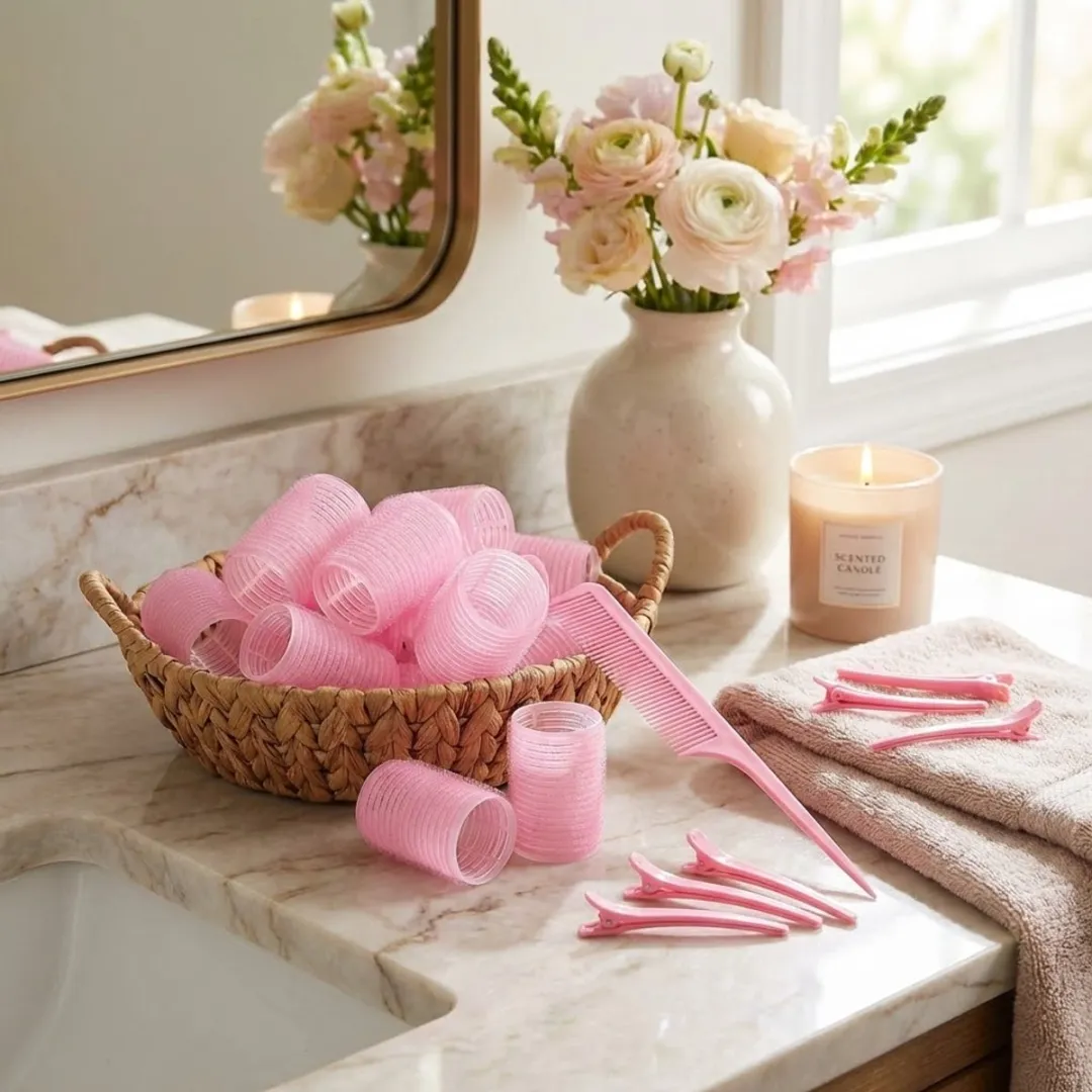 NuveX Roze Heatless Krulrollers - 25 Stuks