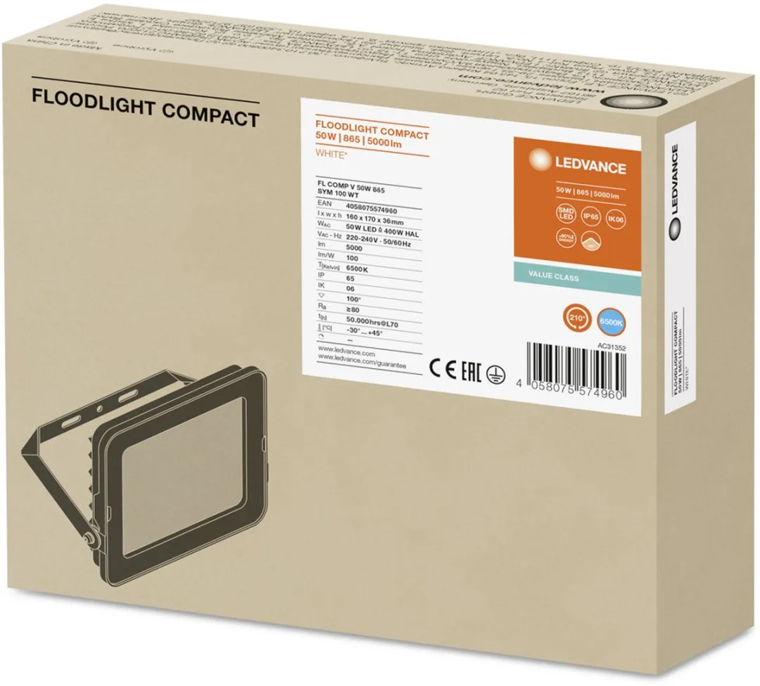 LEDVANCE LED Floodlight Compact 50W 5000lm - IP65 - afbeelding 4 van 4