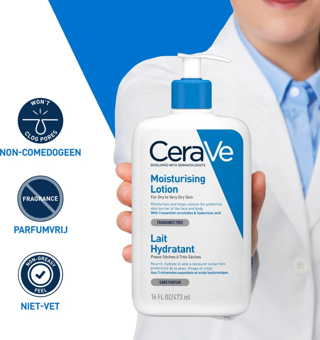 CeraVe Hydraterende melk - voor de droge tot zeer droge huid - met 3 essentiële ceramiden en hyaluronzuur - 473ml