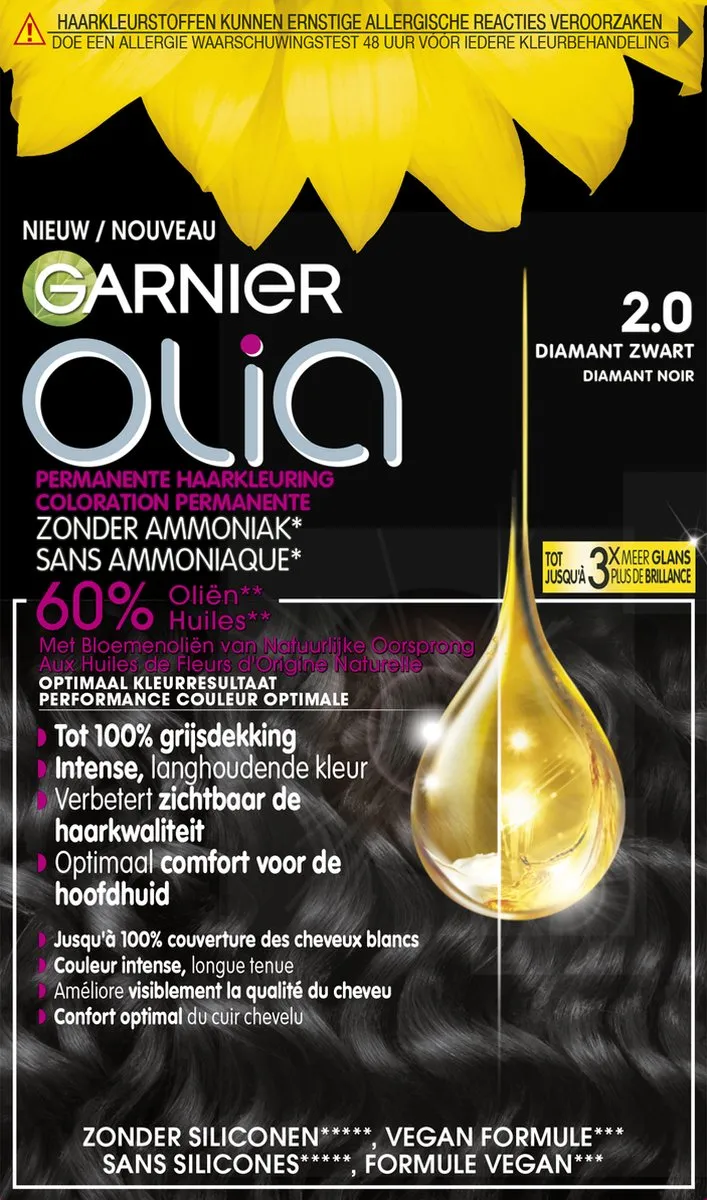 Garnier Olia Diamant Zwart Haarkleuring 986ml - Permanent