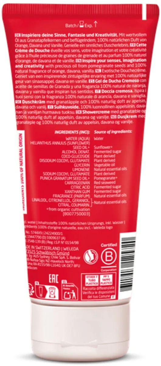 Weleda Douchecrème Granada Inspire Granaatappel 200ml - 6 Stuks