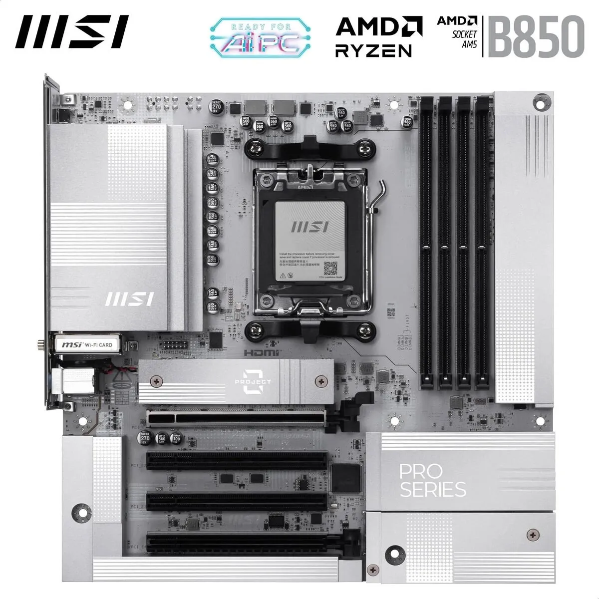 MSI PRO B850M-A WIFI PZ AM5 Micro-ATX Moederbord