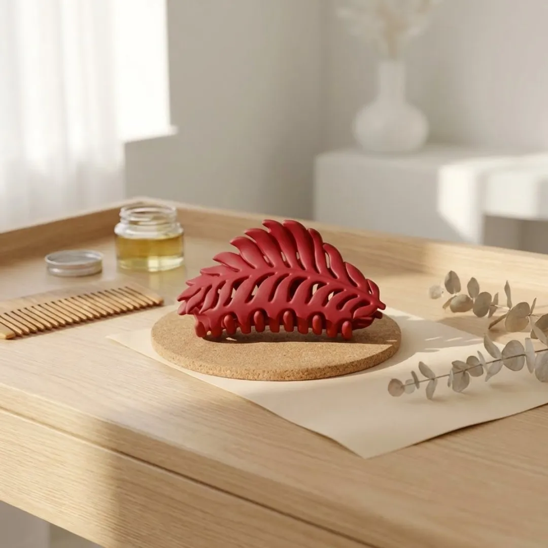 NuveX Rood Bladvormige Haarclip - Matte Kunststof
