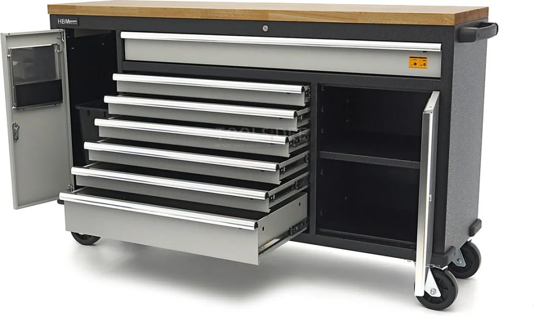 HBM 168cm Verrijdbare Gereedschapswagen - Massief houten werkblad - afbeelding 6 van 6