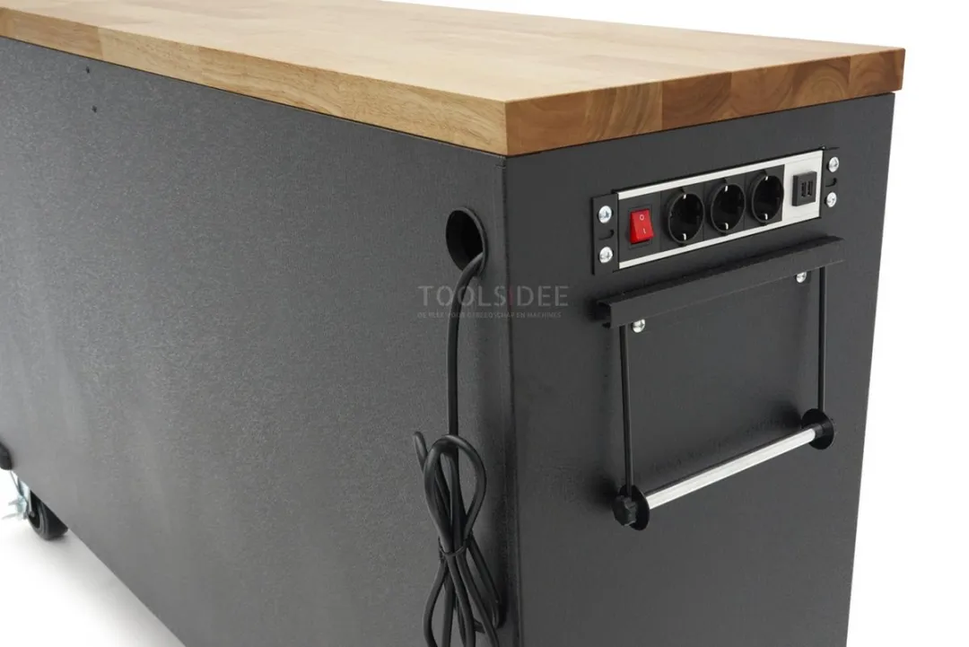 HBM 168cm Verrijdbare Gereedschapswagen - Massief houten werkblad - afbeelding 4 van 6