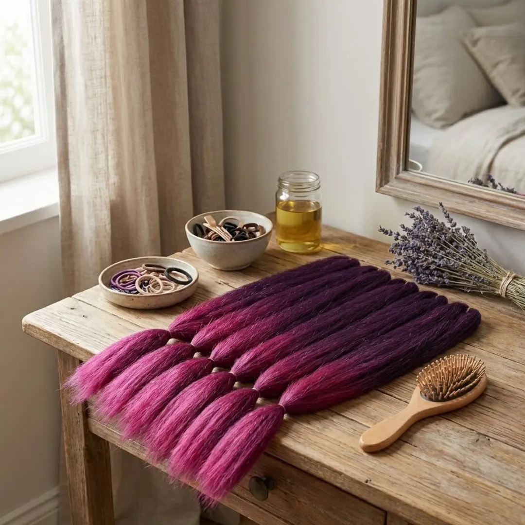 NUVEX Bordeaux Ombre Vlecht Haar Extensies 6 Stuks