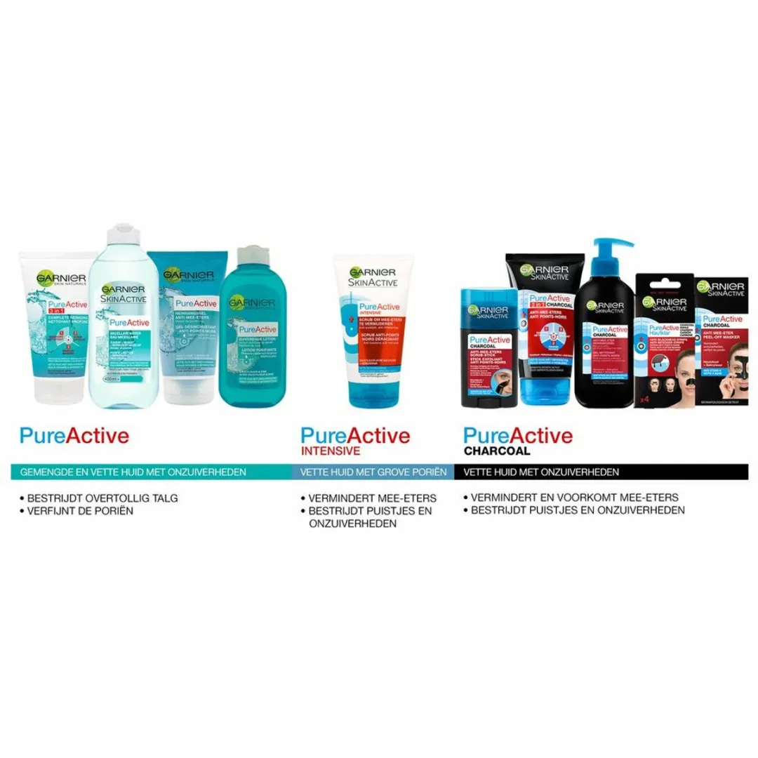 Garnier Pure Active 3-in-1 Reiniging Scrub Masker 150ml - 2 Stuks
