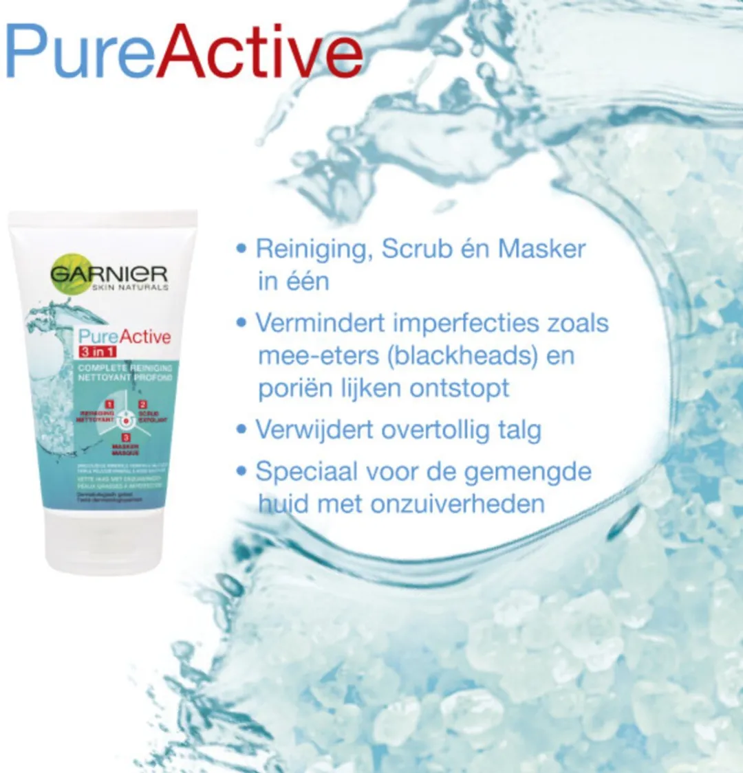 Garnier Pure Active 3-in-1 Reiniging Scrub Masker 150ml - 2 Stuks