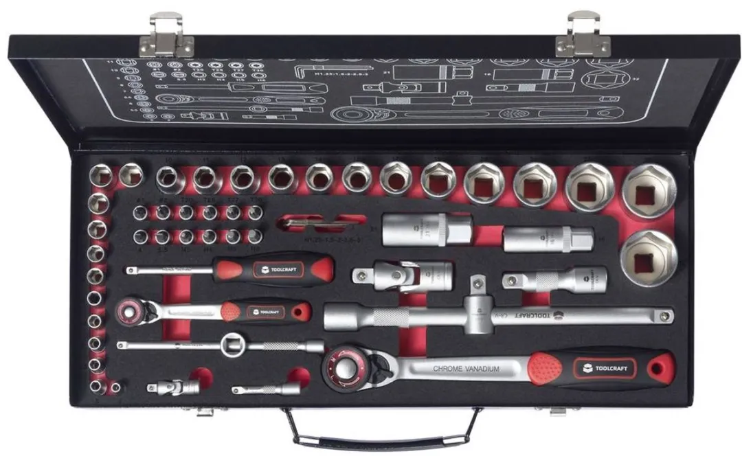 TOOLCRAFT TO-9626409 Omschakelratelset 1/4" 1/2"