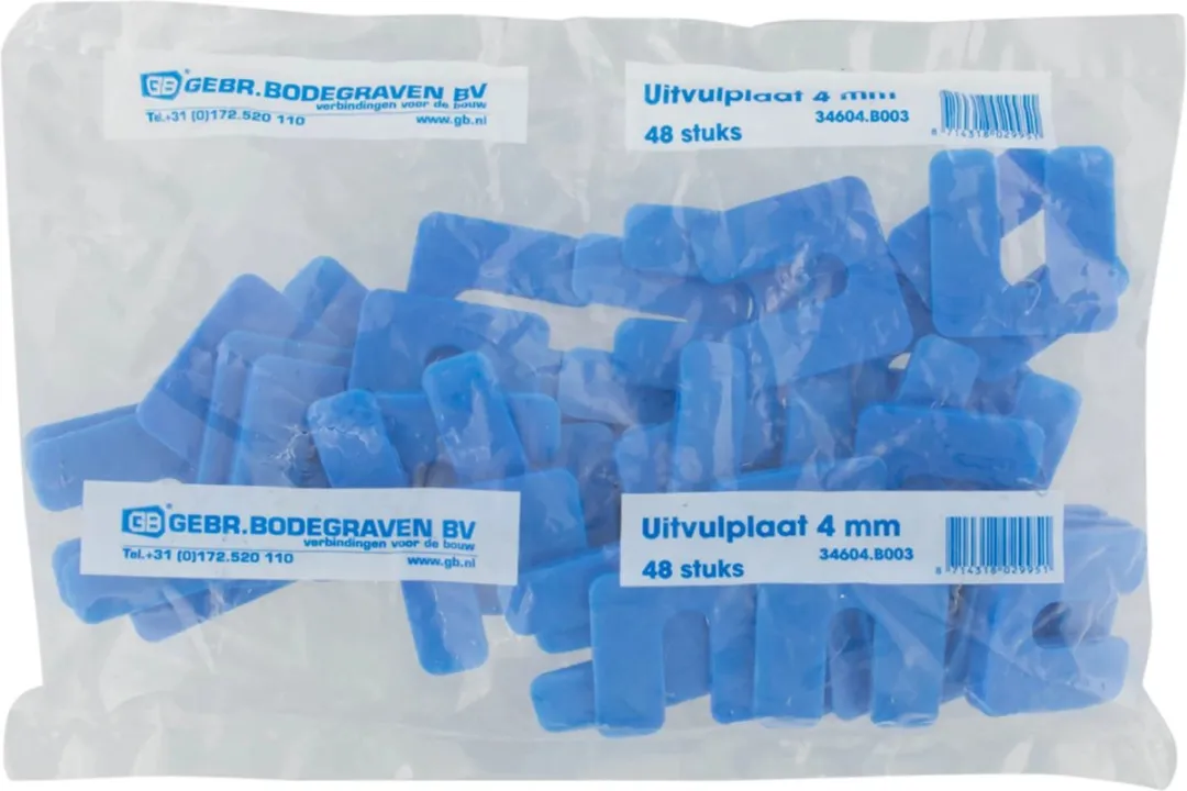 GB Uitvulplaat 50x50x4mm - Blauw - 48 Stuks