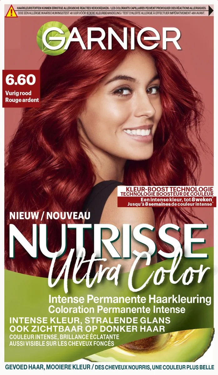 Garnier Nutrisse Ultra Color 6.60 Haarverf - Vurig Rood 824ml
