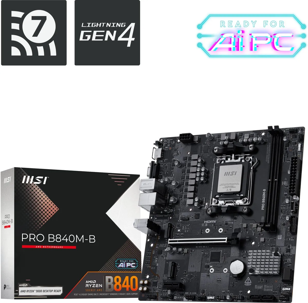 MSI PRO B840M-B AM5 Micro-ATX Moederbord
