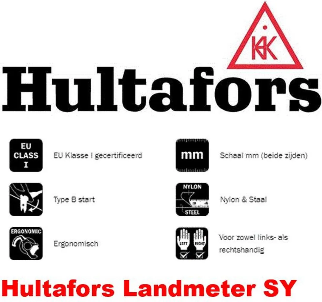 Hultafors Landmeter SY 50 Staal 50m HU353501 - Rood/Zwart/Gel