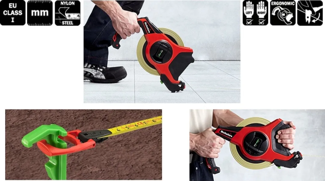 Hultafors Landmeter SY 50 Staal 50m HU353501 - Rood/Zwart/Gel