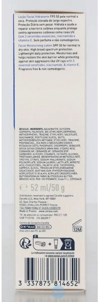 CeraVe Hydraterende Gezichtscrème SPF 50 - 3x52ml