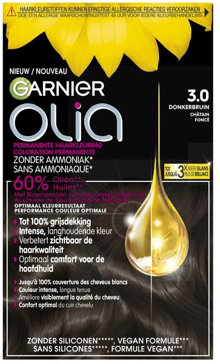 Garnier Olia 3 Haarkleuring Donkerbruin - 6 Stuks