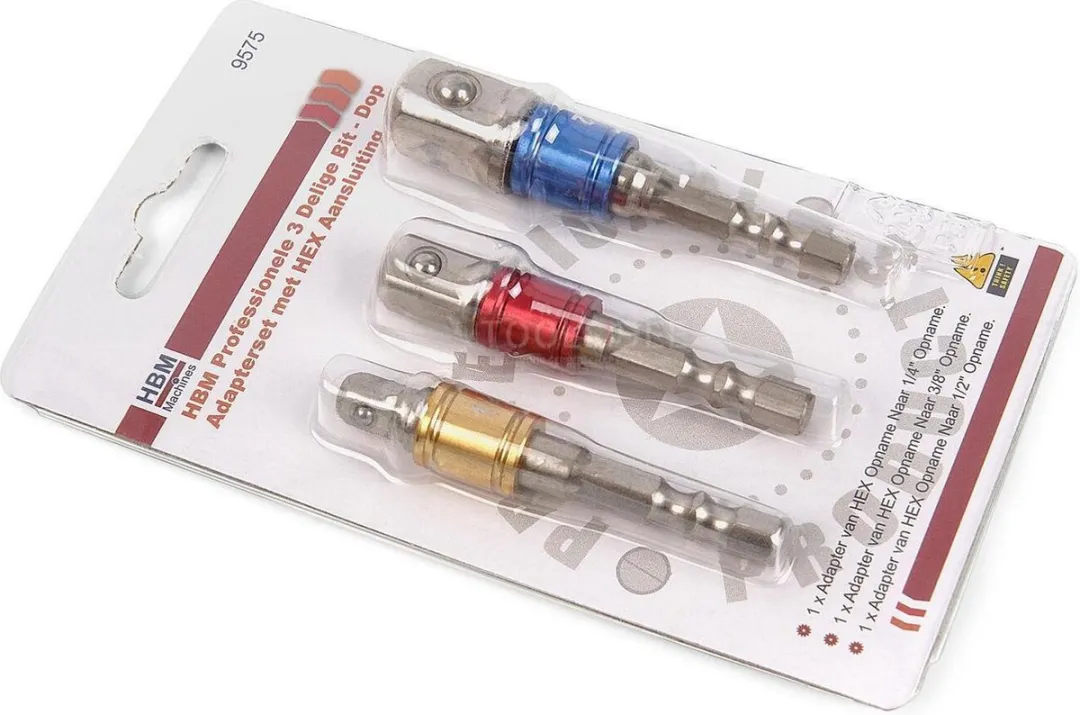 HBM 3-delige Bit-Dop Adapterset met HEX Aansluiting