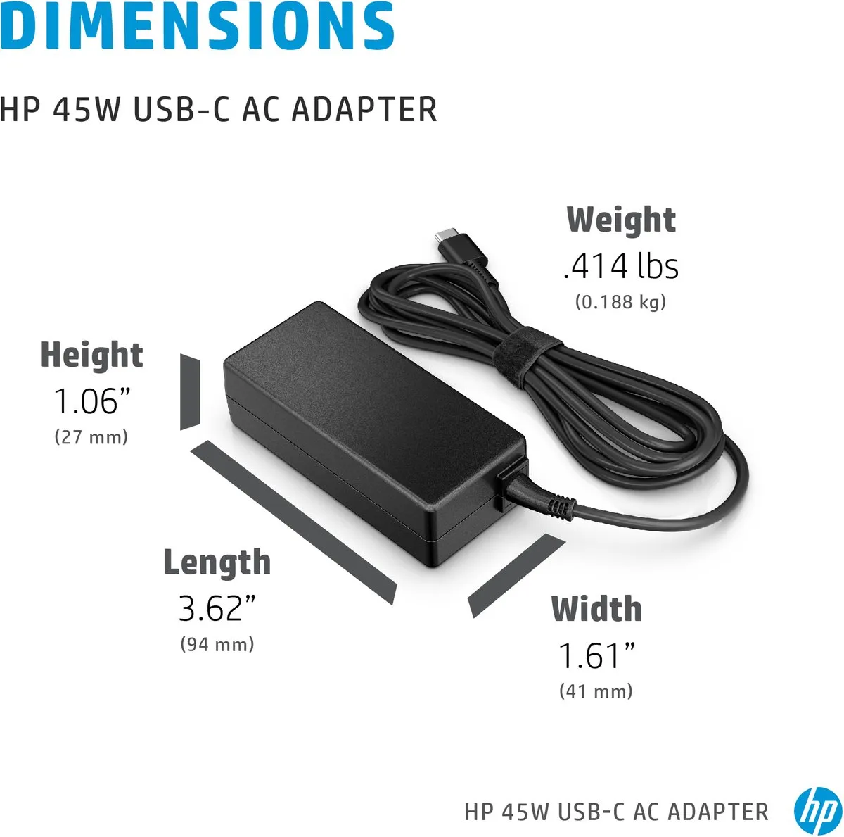 HP 45W AC-adapter N8N14AA#ABB - Zwart