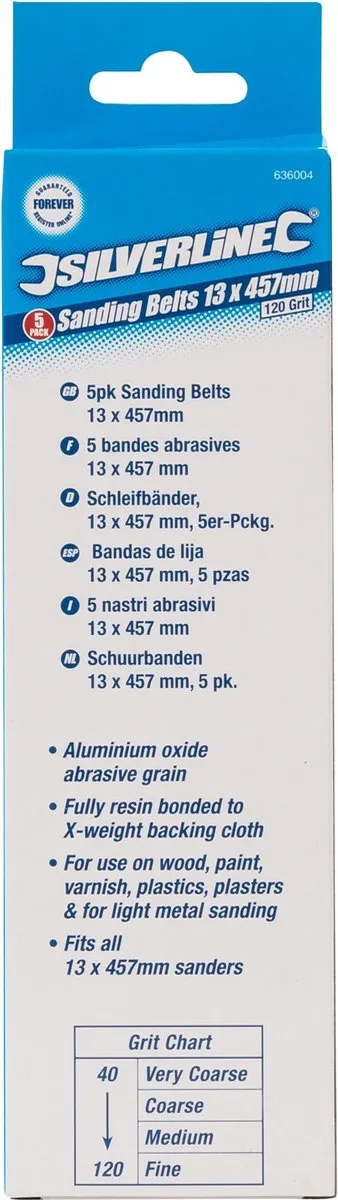 Silverline Schuurbanden 13x457mm Korrel 120 - 5 Stuks - afbeelding 4 van 6