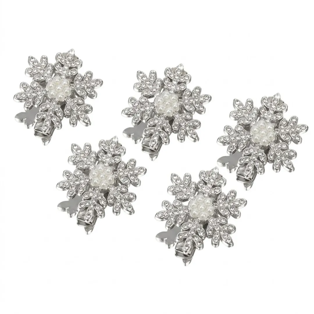 NuveX Zilverkleurige Haarspeldjes met Strass & Parel