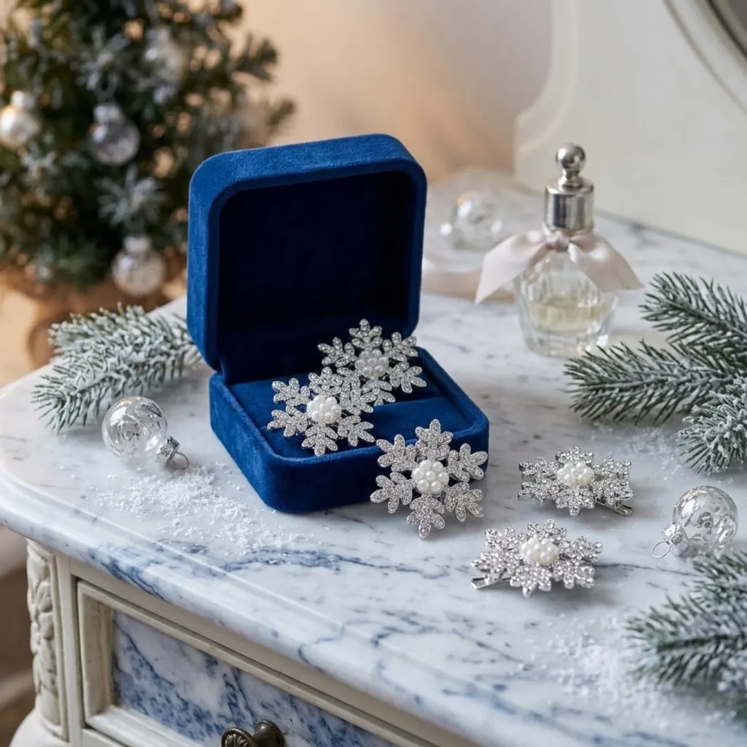 NuveX Zilverkleurige Haarspeldjes met Strass & Parel - 5 Stuks