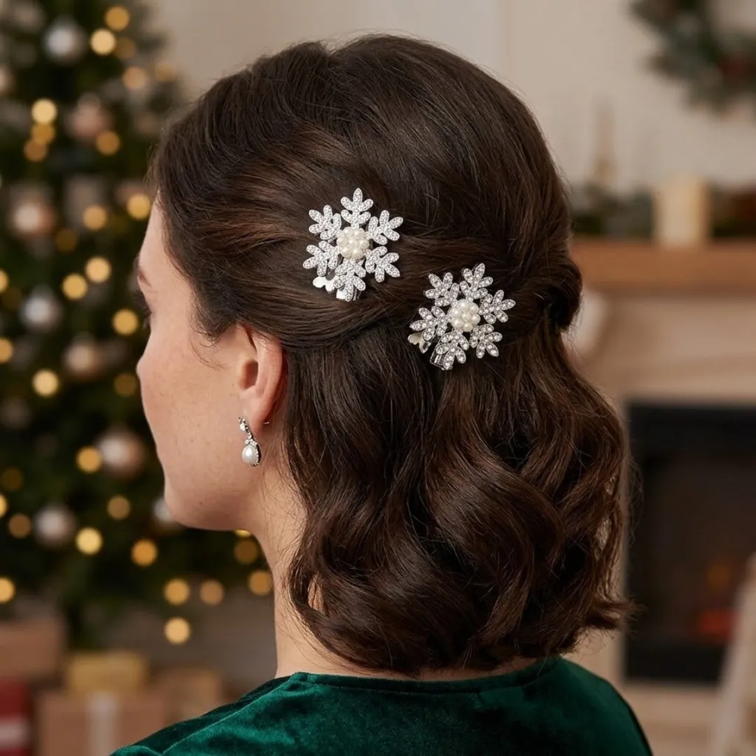 NuveX Zilverkleurige Haarspeldjes met Strass & Parel - 5 Stuks