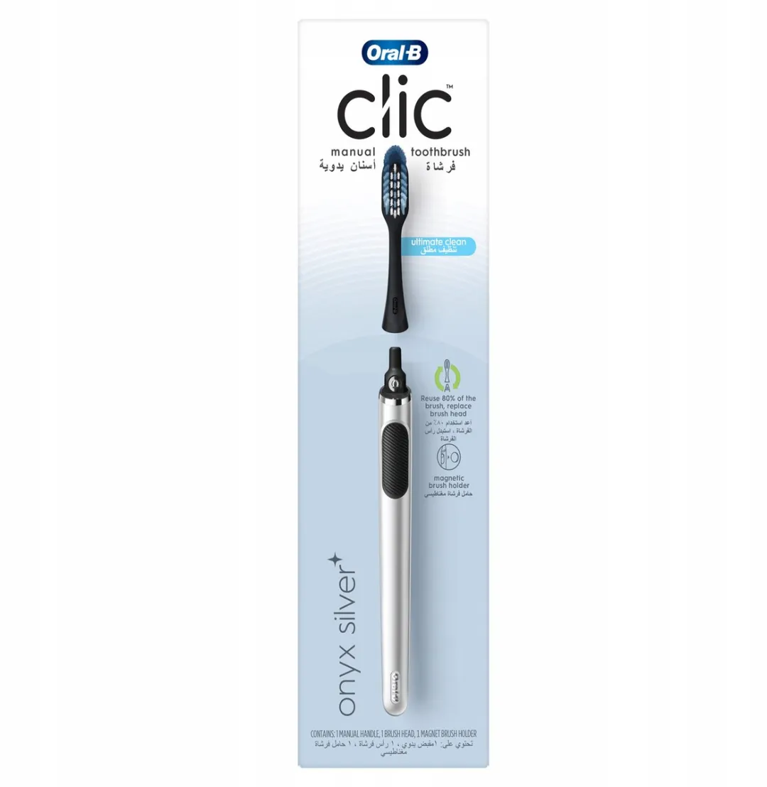 Oral-B Clic Zilver Handtandenborstel met Magnetische Houder