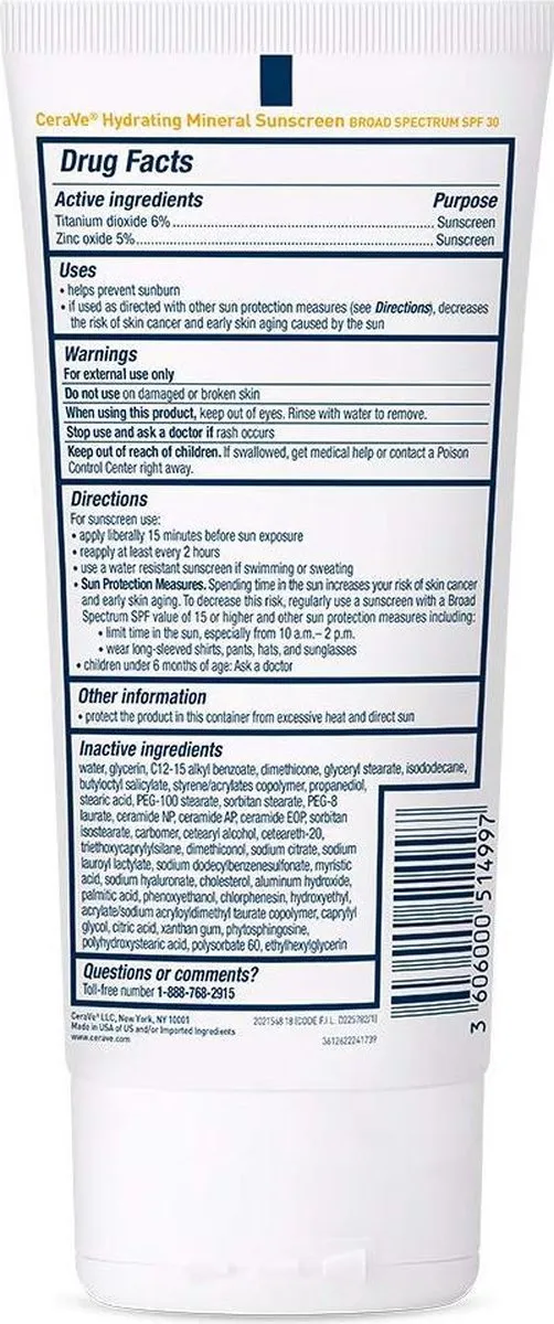 CeraVe Hydraterende Minerale Zonnebrandcrème SPF 30 - 150ml