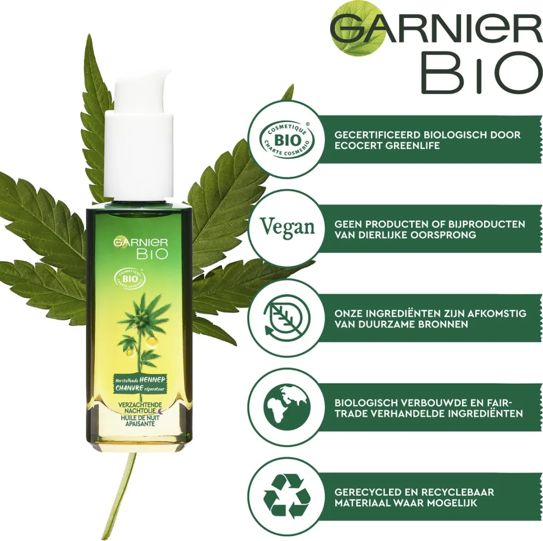 Garnier Bio Verzachtende Hennep Nachtolie 30ml