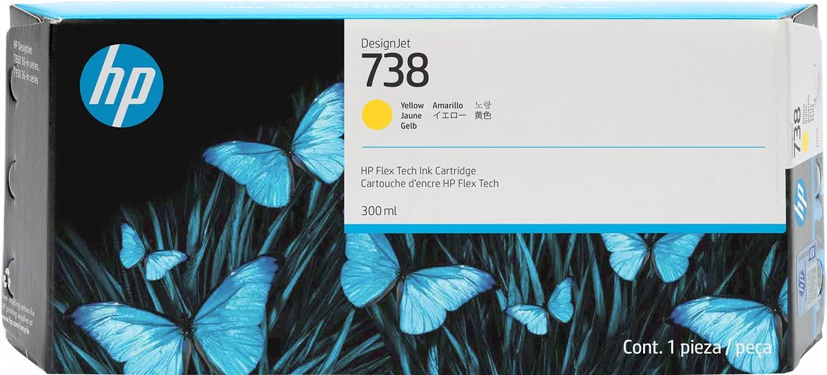 HP DesignJet 738 Geel Inktcartridge 300ml - Origineel