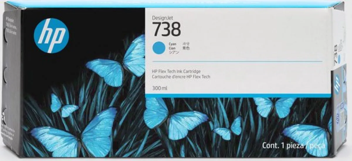 HP DesignJet 738 Geel Inktcartridge 300ml - Origineel