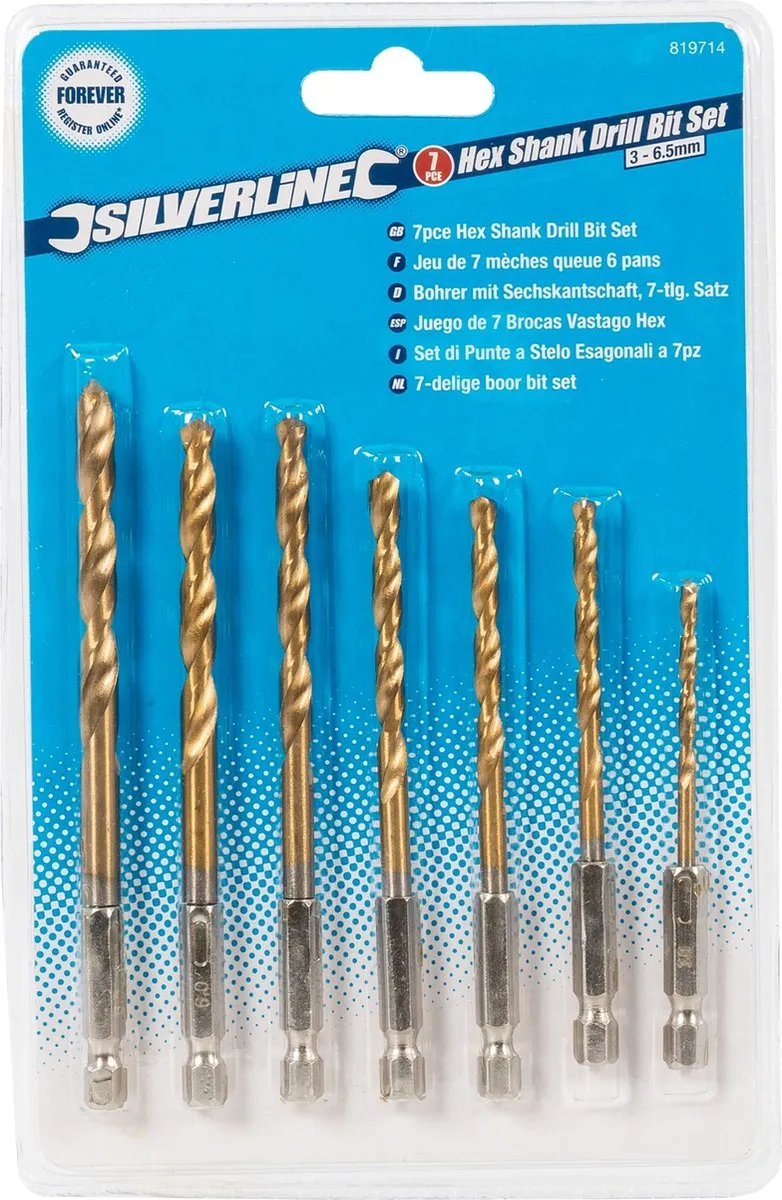 Silverline Boorbitset Titanium 7-delig 3-6,5mm