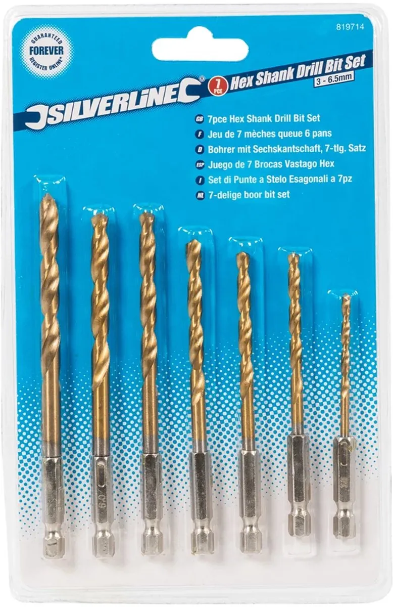 Silverline Boorbitset Titanium 7-delig 3-6,5mm