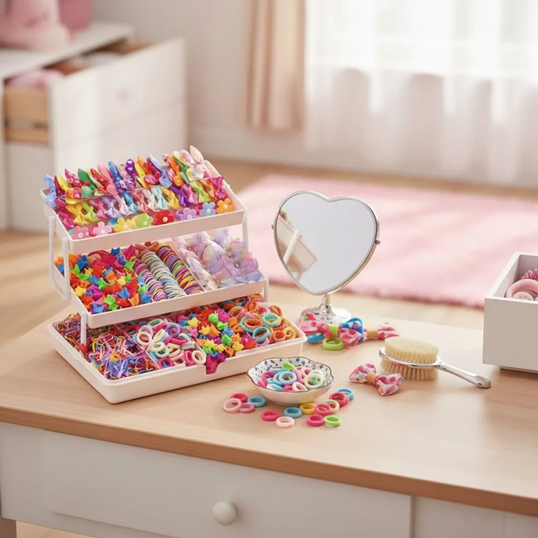NUVEX Kinder Haaraccessoires Set 555 Stuks - Multicolor
