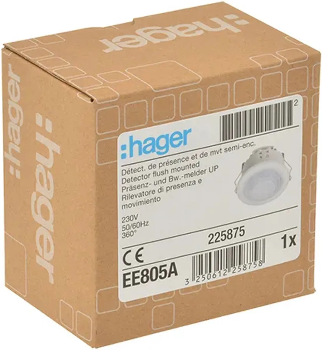 Hager E2RDQ Beweging/Aanwezigheidsmelder Pir Inbouw 360 - Wit